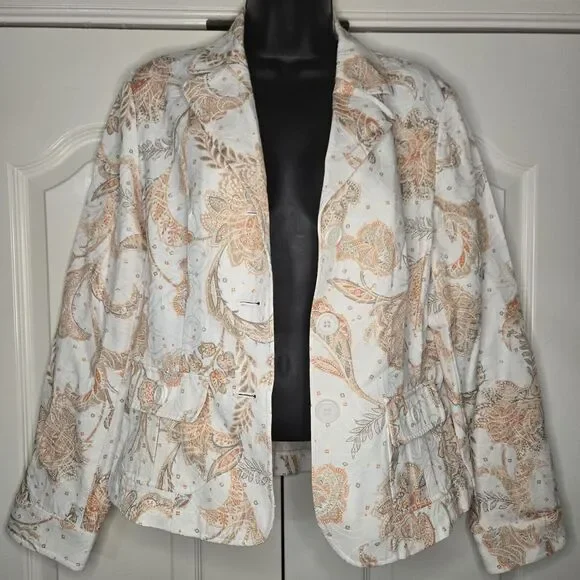 Peck & Peck Fall/Spring Jacket (Tag 14) Measures Like Med Floral Paisley See Pic - Picture 1 of 10
